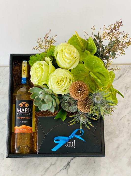 SCATOLA VERDE, ARREGLO FLORAL