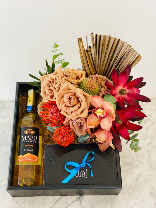 SCATOLA MARRONE, ARREGLO FLORAL